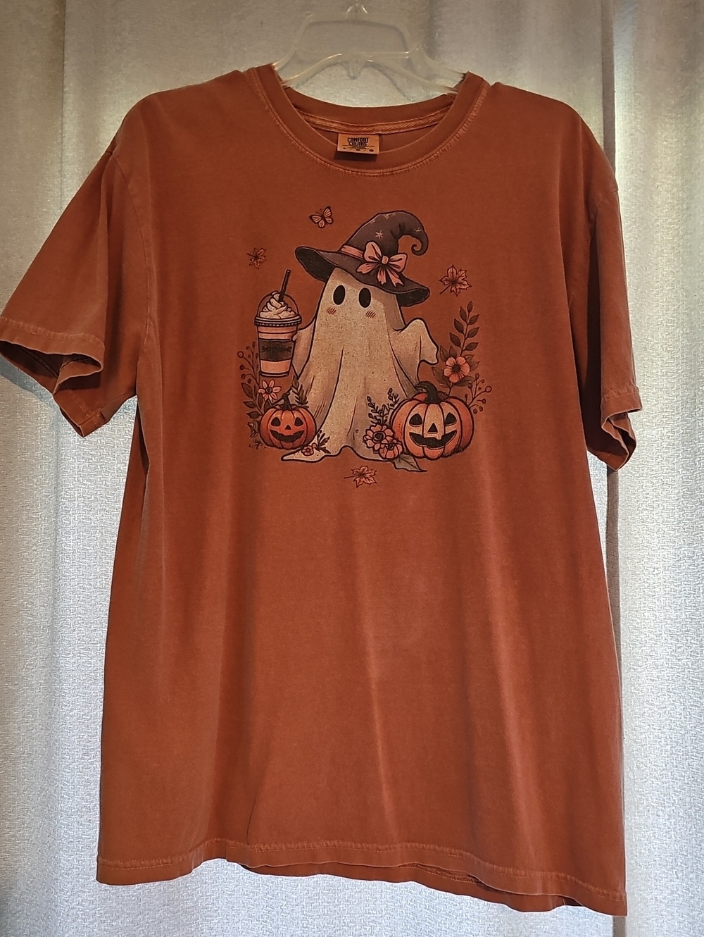 Comfort Colors Rust Orange Halloween Ghost Short Sleeve Tee